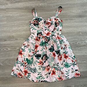 Band of Gypsies Mini Dress Pink Floral Print